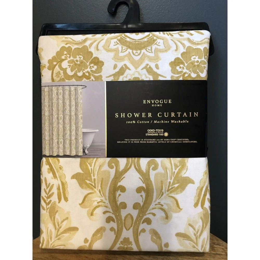 New Envogue Designer Shower Curtain Paisley Medallion Pattern Yellow